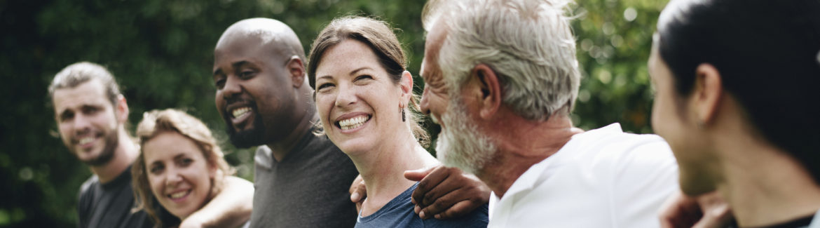 Happy diverse people together in the park
